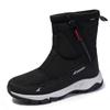 Botas de nieve cálidas de moda para hombre, botas con cremallera para hombre, zapatos para exteriores para hombre, botas altas unisex impermeables de algodón, zapatos de piel gruesa