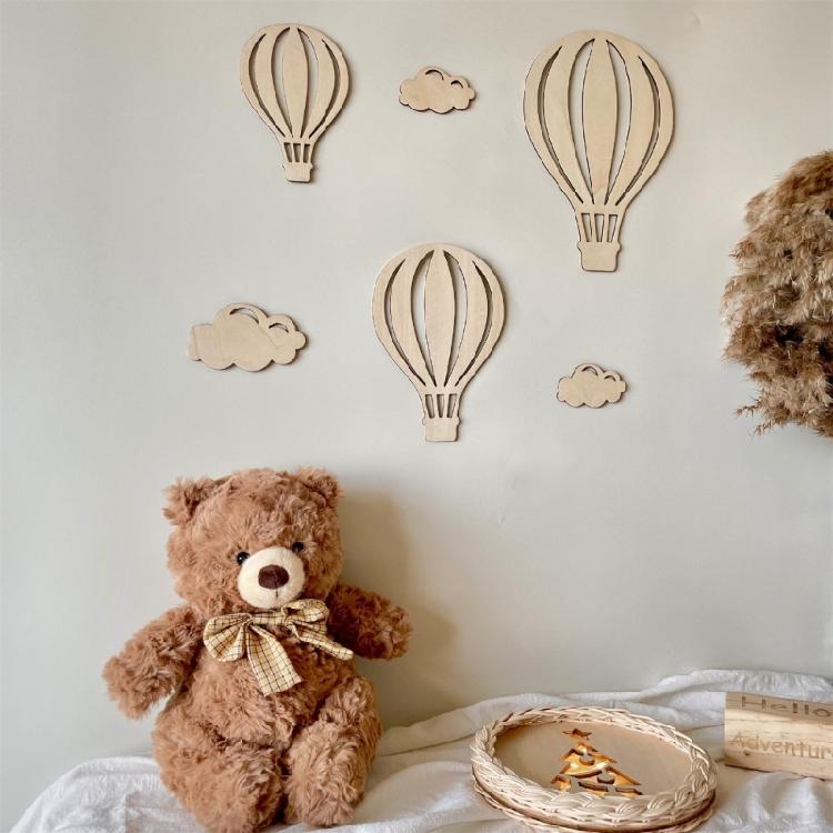 Bohemians Nursery Decorations Wooden Hot Air Balloon and Cloud Wall Art Decors Nursery Wall Decors Farmhouse Home Decors