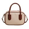 High Quality Leather Boston Tote Bag Handbag Contrast Color Crossbody Bag PU Bowling Bag  Girls
