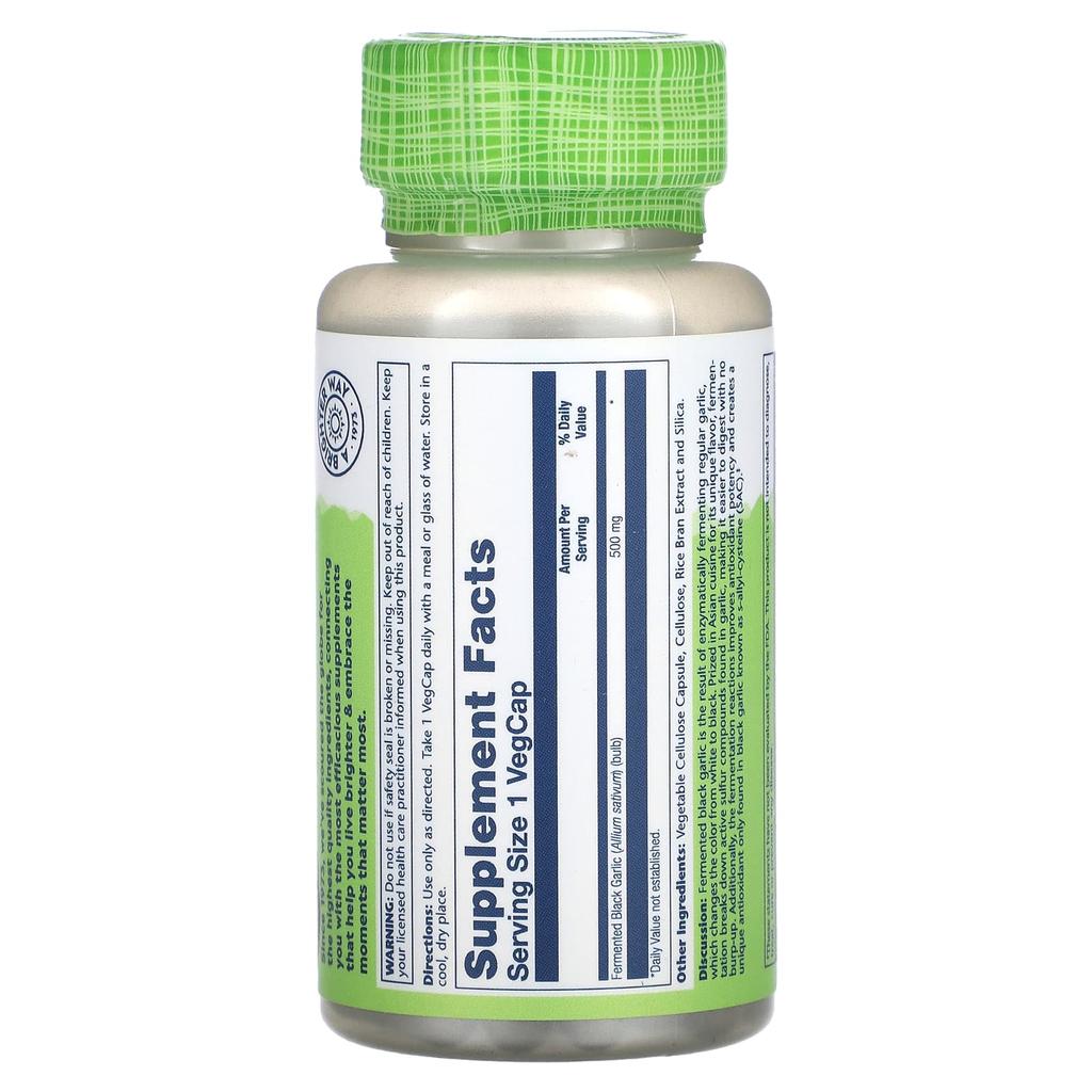 Echte Kräuter, Schwarzer Knoblauch, Fermentiert, 500 mg, 50 Gemüsekapseln