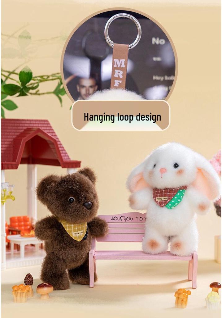 Adorable Sheep & Rabbit Plush Keychain - Cartoon Animal Bag Charm & Decoration Gift