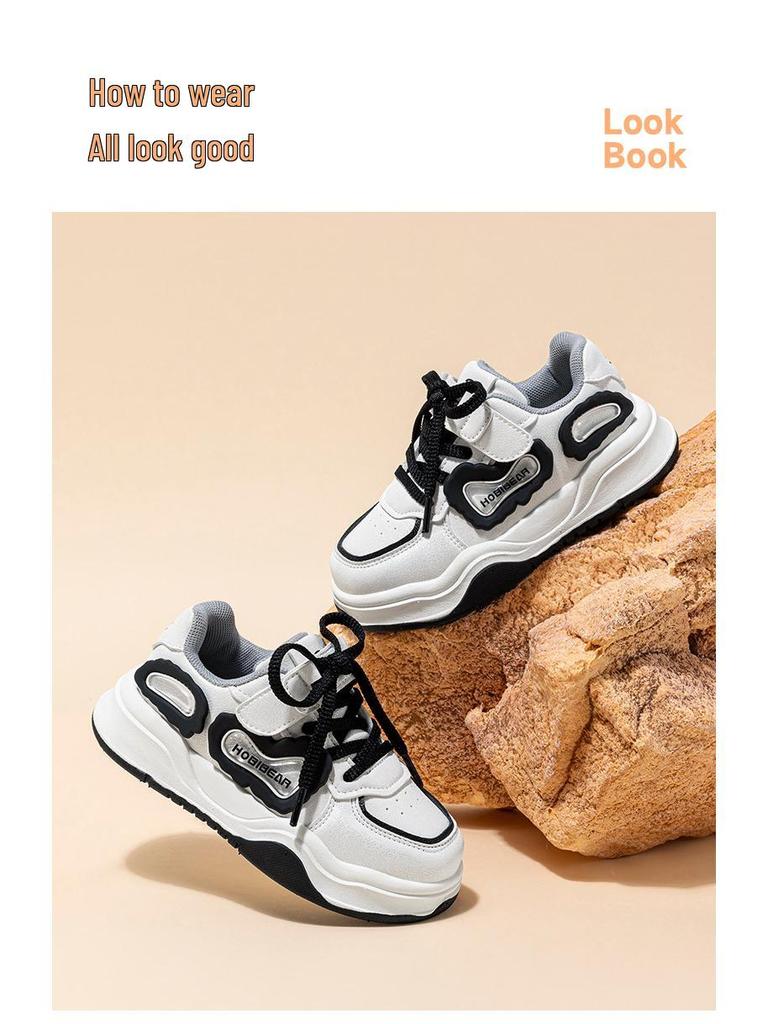 Habi Bear Boys' & Girls' Spring/Autumn PU Leather Casual Sports Shoes