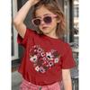 European Sizes Baby Short Sleeve Sweet Pink Floral Heart Pattern Girls' Summer Cartoon Cute Loose Casual T-Shirt