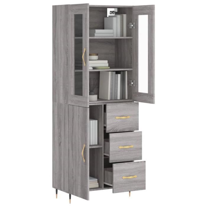 VidaXL Buffet haut Sonoma gris 69,5x34x180 cm Bois d'ingénierie 3198455
