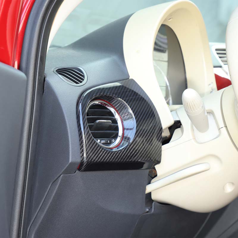Fot Fiat 500 2007-2015 Real Carbon Fiber Car Driver Side Dashboard Air Outlet Decorative Panel Sticker Car Interior Accessories