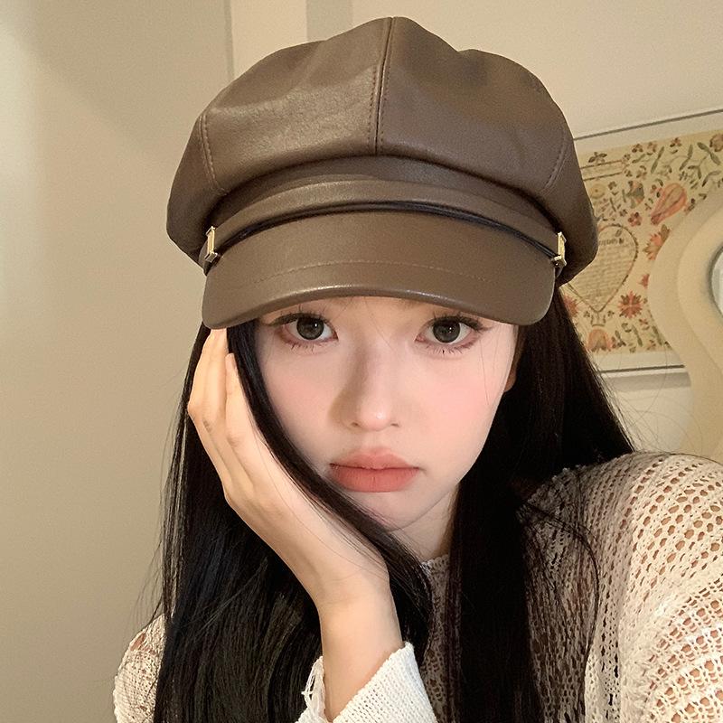 New 2024 Elegant Pu Beret Hat For Women Casual Summer Lightweight Fashion Accessory For Genders All