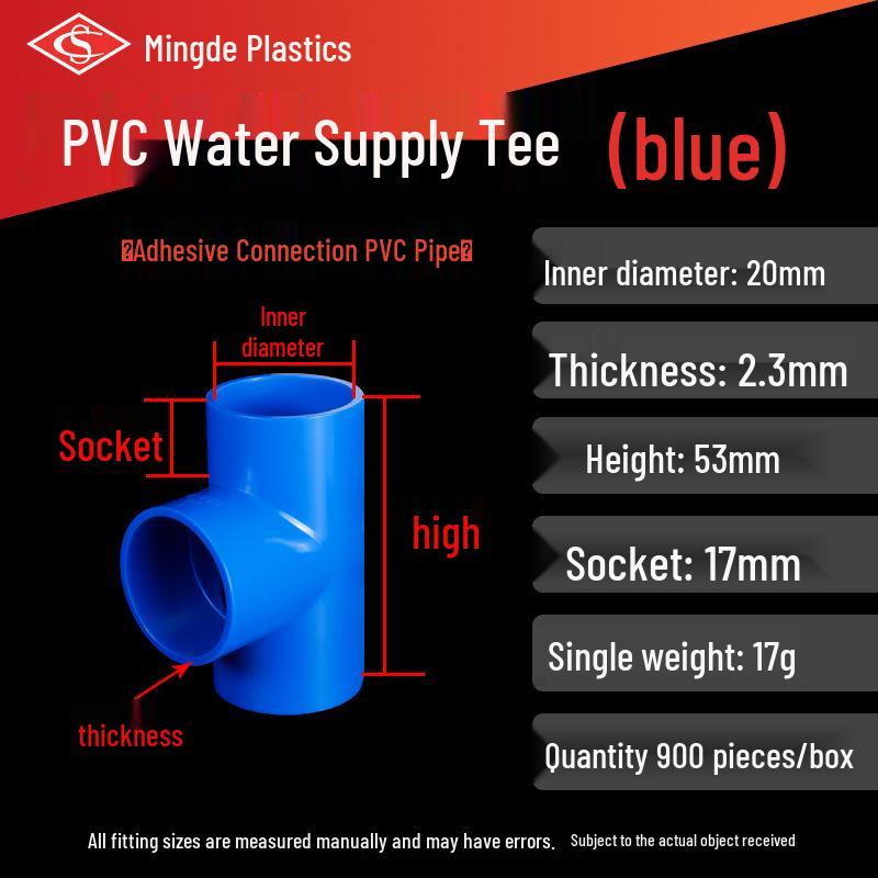 

PVC Tee Connector: Equal Diameter Flat, Thickened Plastic for Irrigation and Furniture Water Pipes
