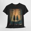 Creepy Twin Girls T-Shirt – Vintage Forest Horror with Unnatural Smiles
