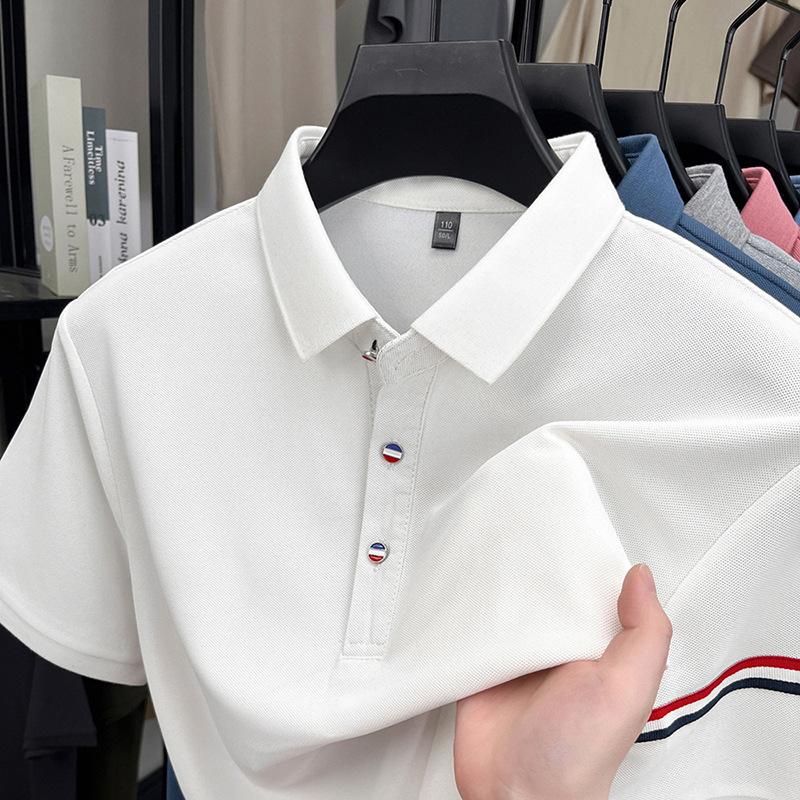 Men'S Short-Sleeved T-Shirt Polo Shirt Business Casual Lapel Pullover Bottoming Shirt Top
