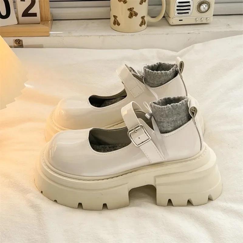 

Модная элегантная женская обувь на каблуке Новая мода Мэри Джейн Туфли-лодочки на высоком каблуке с ремешком на пряжке Платформа Круглый носок Повседневные офисные туфли 35