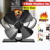Heat Powered Komin Wood Burner Eco Fan Black Stove Fan 4 Blade Fireplace Fan Friendly Quiet Home Efficient Heat Distribution