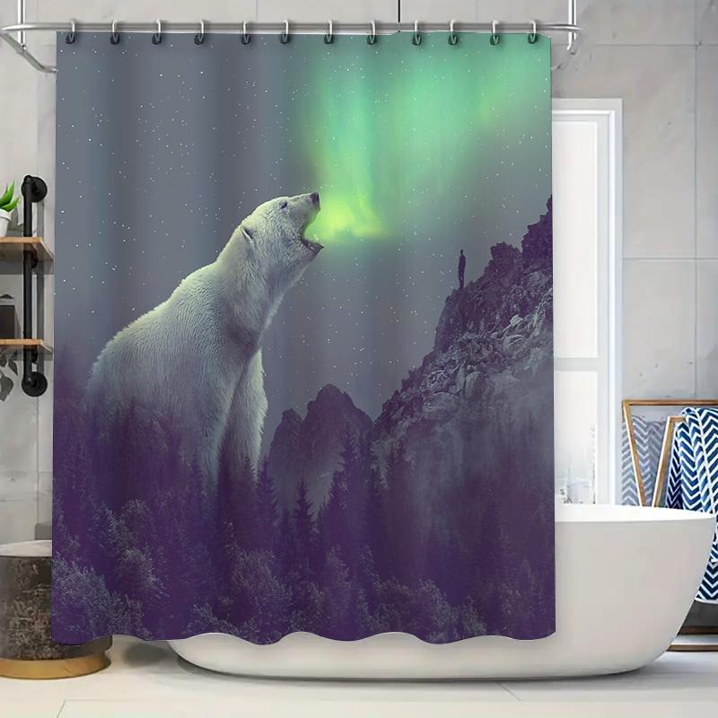 

Arctic Fox Shower Curtain Forest Animal Nature Backdrop Bathroom Decor Woodland Wildlife Tapestry Scenic Home Decor Gift Idea W60H190(CM)-1 Pcs