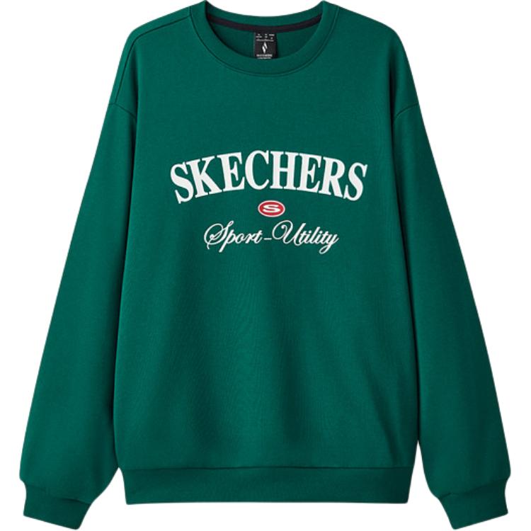 Skechers Sport Utility Loose Fit Crew Neck Comfortable Pullover Sweatshirt Unisex sweatshirt Garden-Green L424U010-00XW L