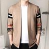 Long Sleeves Pockets Thickened Warm Cardigan Sweater Men Autumn Winter Patchwork Color Open Stitch Knitted Outerwear