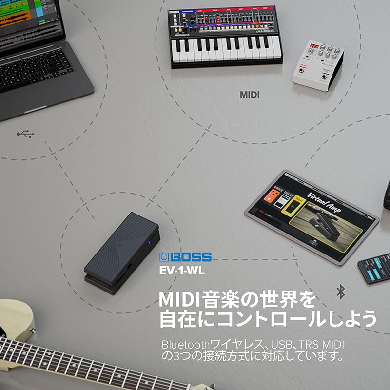 BOSS EV-1-WL Wireless Expression Pedal with Bluetooth and MIDI Control for WAZA-AIR and KATANA-AIR