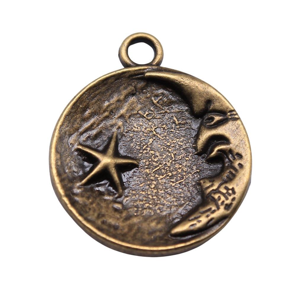 

10шт подвески в виде лунных звезд античная бронза цвет цинковый сплав 23х23мм