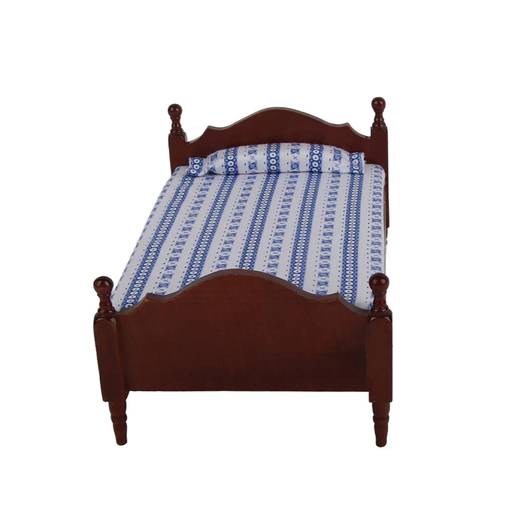 1:12   Wood Small Bed Model in Redwood Color    ature   Furniture