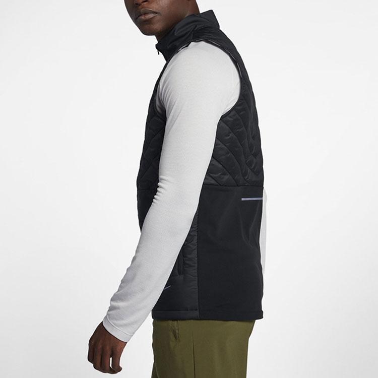 Nike Aerolayer Thermisch Abweisend Durchgehender Reißverschluss Schwarze Laufweste Herren CJ5478-010