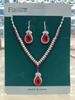 Two Piece Retro Light Luxury Zircon Water Drop Ear Hook Necklace European and American Jewelry Set for Women