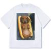 Mode Echtes HOT DOG Aufdruck Baumwolle Lässiges T-Shirt Sommer Oversized Unisex Lustige Kurzarm-T-Shirts Vintage Rundhals-Tuniken