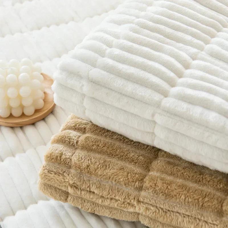 New Corduroy Stitched Quilted Sofa Cozy Cover Cold Season Cozy Thickening Velvety Plush Cushion Sofa Protector L Form Corner Unit Slip Resistant