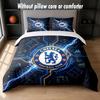 Chelsea FC Design Bett Bettwäsche Set 1 Bettbezug + 2 Kissenbezüge Weich Atmungsaktiv Haushalt Bettwäsche
