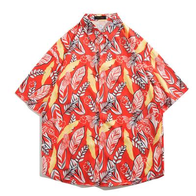 Multi Colored  Hawaiian  Men's Shirt Summer Casual Shirt Beach Shirt Short Sleeve Flower Plants Lapel Hawaiian Holiday Clothing