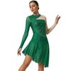 Women's Gymnastics Figure Skating Bodysuit S-XXL: Rhinestone Color Block Mesh Long Sleeve Chest Pleats Jumpsuit with Buttoned Crotch