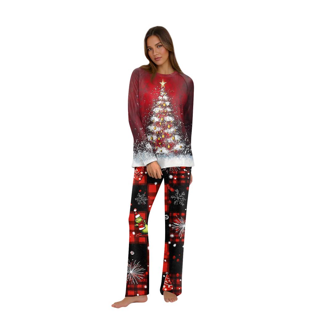 Christmas Print Family Outfit Long Sleeve Top + Pants Set Family Outfit
