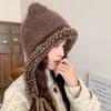 New Winter Windproof Warm Cute Bear Ear Knit Hat With Soft Ear Protection