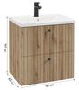 Bathroom cabinet with washbasin 60 cm, evoke oak, grooved, Rietti lamellas