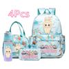 4Pcs/set Anime Cartoon Printed Backpack Pencil Bag Lunch Bag Outdoor Water Bottle Student Girl Large Capacity Schoolbag Travel Bag Gift