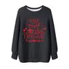 Ladies' Christmas Printed Round Neck Long Sleeved T-shirt Sweatshirt Top
