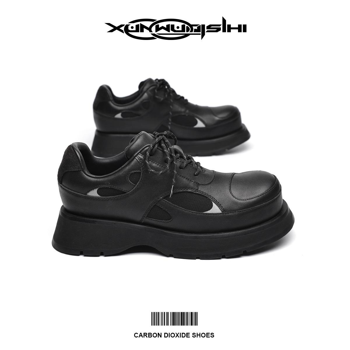 

2025 summer new mesh casual derby shoes big head sports men s shoes breathable round head thick sole increased commute 39 чёрный