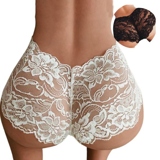 Panties Low Waist Plus Size Lace Embroidery See-through Ruffles Sexy Briefs