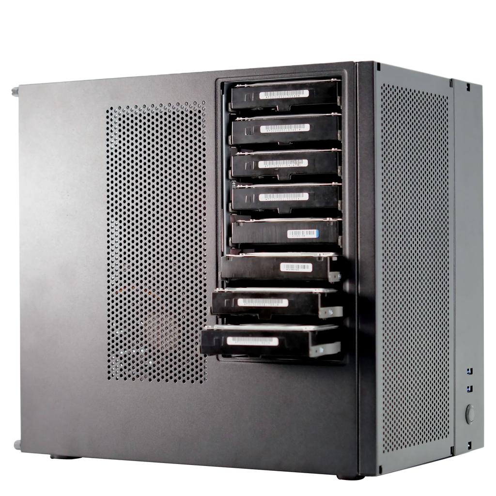 L8 8-Bay+3 NAS Chassis Case, ATX/MATX Memory Server Chassis Compatible with 315mm GPU Black