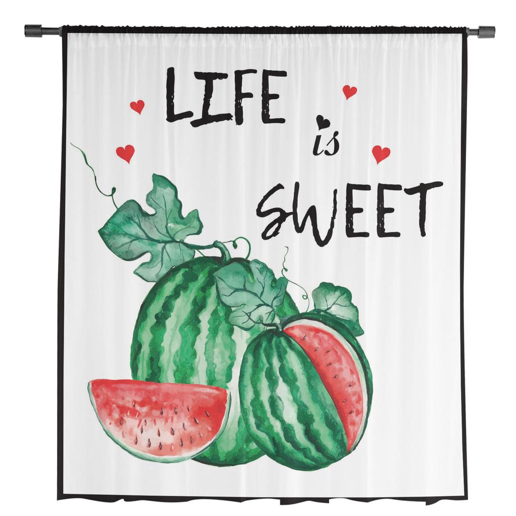 Wassermelone Frucht Liebe Fensterbehandlung Tüll Modern Transparente Vorhänge für Küche Wohnzimmer Schlafzimmer Vorhänge Dekoration