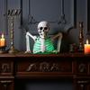 Halloween Party Decor Skeleton Decoration with Green Light, Haunted House Yard Art Decor, Creepy Ornament Night Terror Prop for Garden Indoor