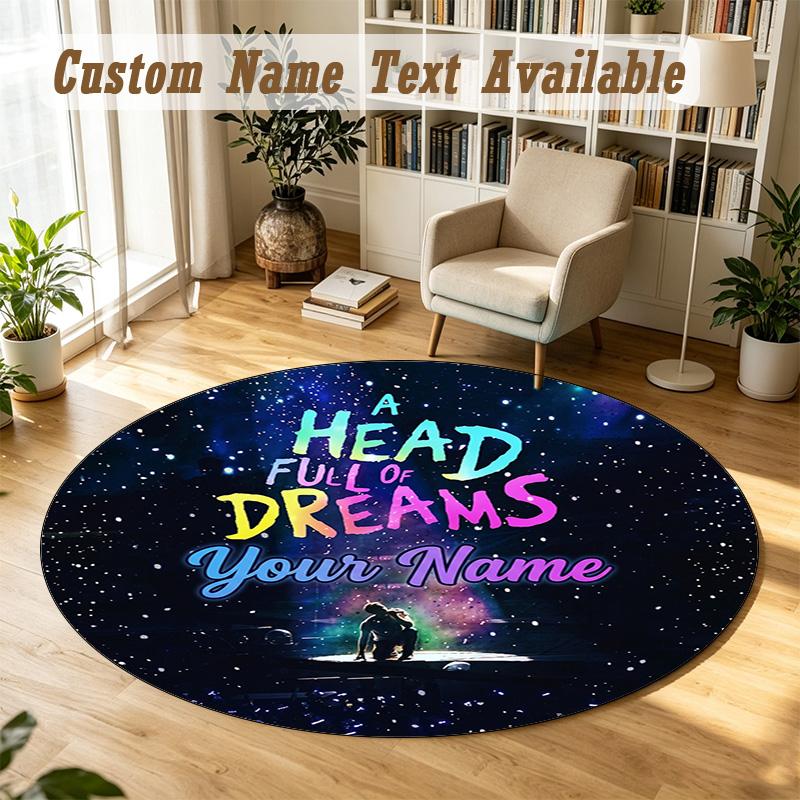 Coldplay Personalized Round Rug Support Custom Name, Soft Home Decor Mat