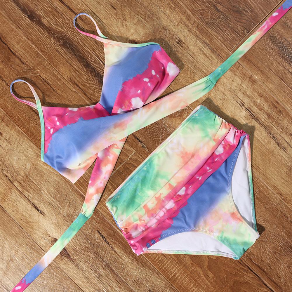 High Waist  Sexy Bikini Set 2025  Biquini Swimwear Women Two Pieces Swimsuit Floral Beachwear V-Neck Bathing Suits Female