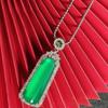 High-End Green Wushi Pai Diamond Pendant with Box Chain, Unisex Alloy, Includes Gift, Premium Quality
