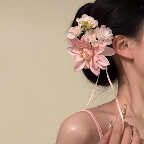 Butterfly Hair Clip Artificial Peony Flower with Acrylic Crocodile Clip Flower Hair Barrette for Beach Vacation Party Dress-up