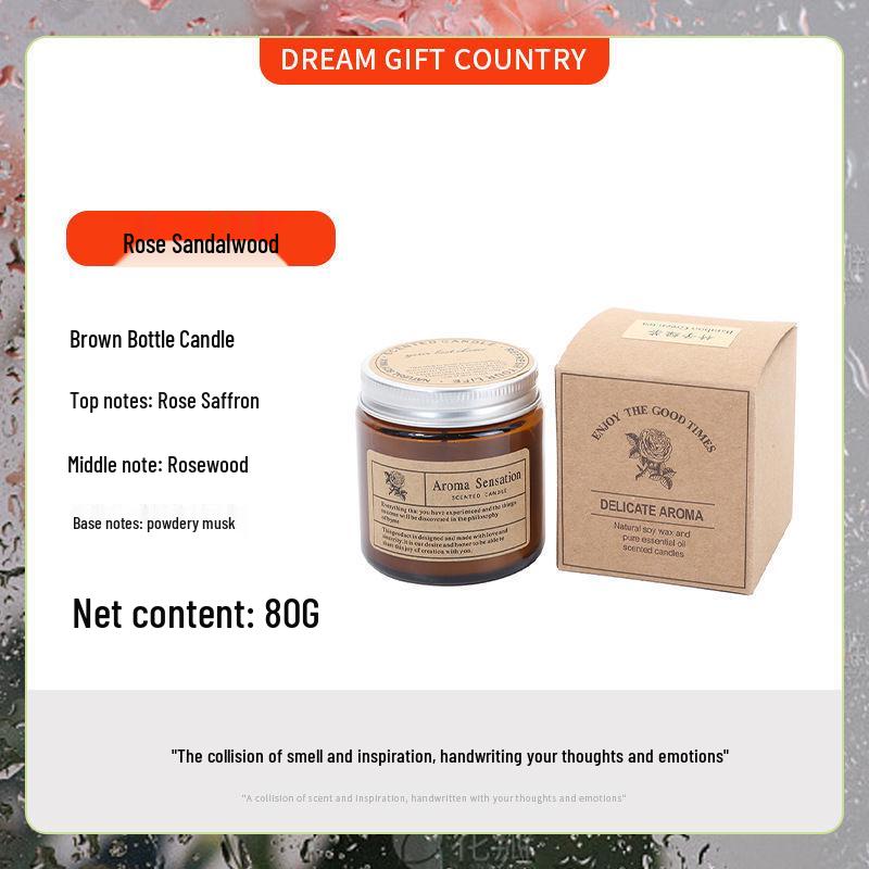 Brown Glass Bottle Scented Candle - Creative Retro Souvenir, Smokeless, High-End Romantic Fragrance with Essential Oils