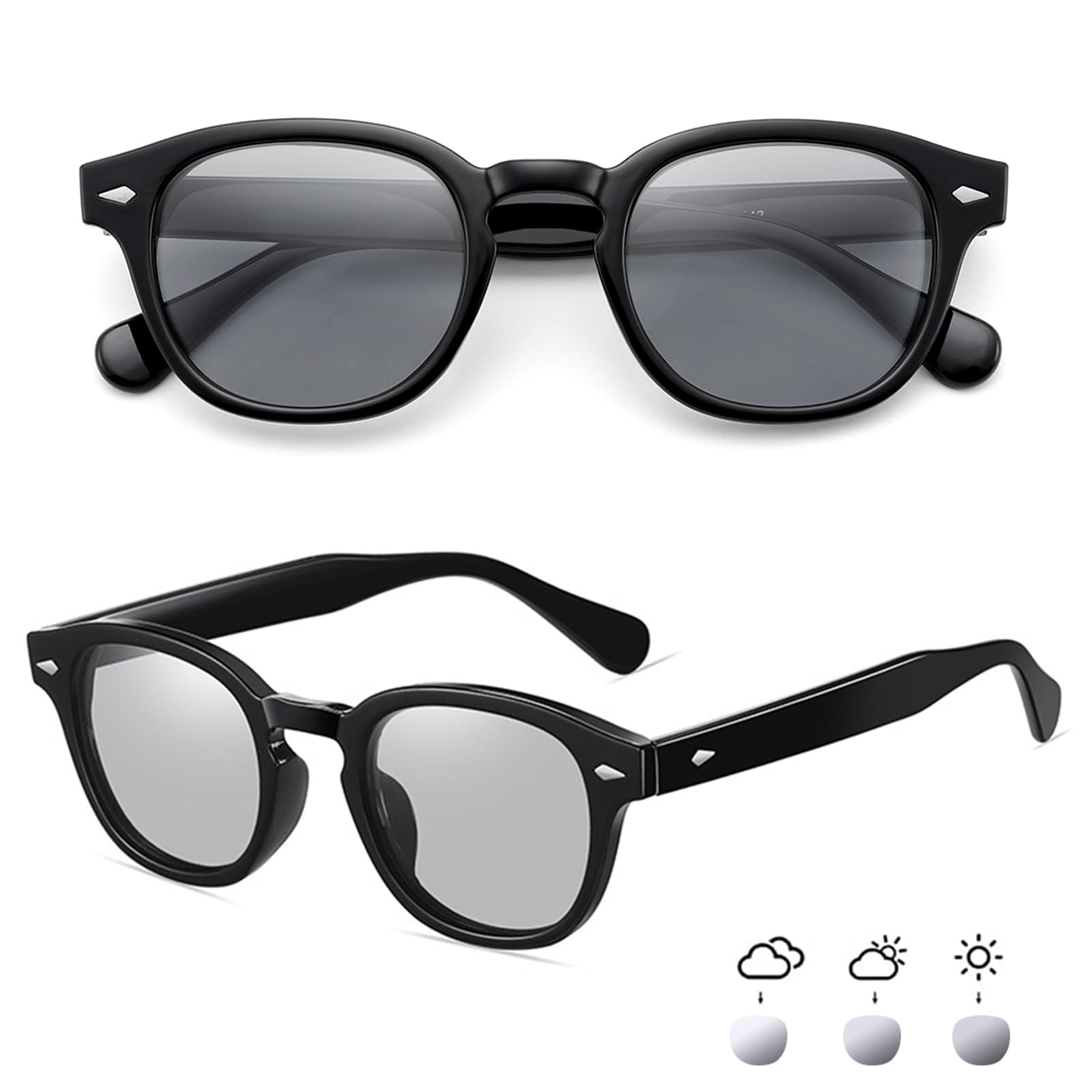 

Karsaer Sunglasses for Men and and UV400 Lenses and Round Night B6008 Women, Photochromic, Polarized, Color-Changing Lenses, Protection,