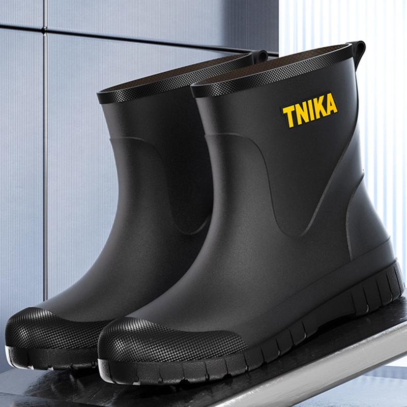 Herren Regenstiefel Mode Mid-Calf Gummistiefel Rutschfest Angelstiefel für Herren Wasserdicht Outdoor Mittelhochschaft Radfahren Gummischuhe