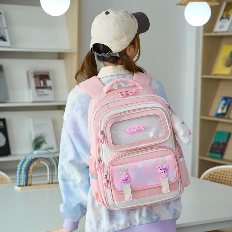 Large Capacity Childrens Backpack For Primary School Kids With Comfortable Air Cushion Straps In Stylish Blue Pink Or Co Purple