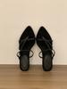 Coarse-heeled silver French pointed-toed strappy sandals fairy shoes 2025 new summer skirt toe Roman shoes