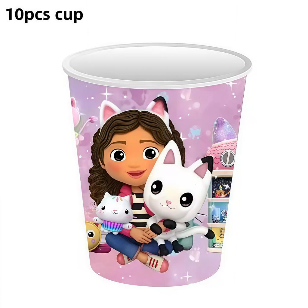 Gabby Dollhouse Birthday Decoration Gabby Disposable Dishes For Parties Girls Boys Favors Baby Shower Supplies Child Party Decor