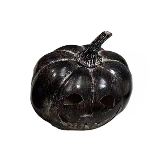 Halloween Gresskarfigur Håndskåret Resin Gresskarstatue Håndlaget Borddekorasjon til Hjem Veranda Inngangsdør Peishylle Romdekor