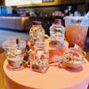 Floating Oil-Filled Bear Milk Tea Cup Keychain - Cute Backpack Pendant for Couples